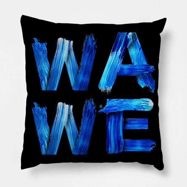 Wave Nautical Water Letters Surfers Gift for Divers Sea Lovers Ocean Lovers Pillow by nathalieaynie