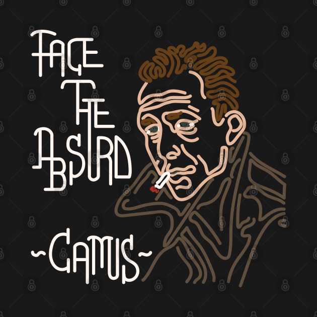 STYLIZED LINE ART CAMUS - FACE THE ABSURD - neutral by Xotico Design