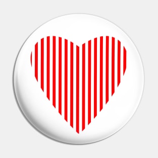 Red and White Stripes Heart Pin