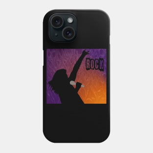 Silhouette of a Rock Singer with Purple and Orange Background Phone Case