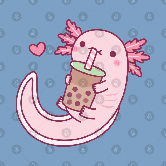 Cute Axolotl Loves Bubble Tea by rustydoodle