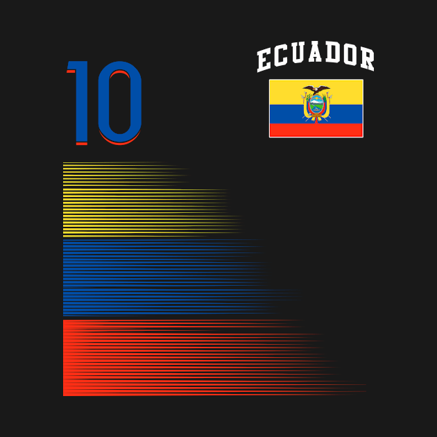 Ecuador Soccer Fans Ecuadorian Flag Football Retro 10 Jersey by TeeBlade