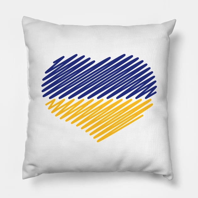 Ukraine Heart (Flag / Blue - Yellow) Pillow by MrFaulbaum