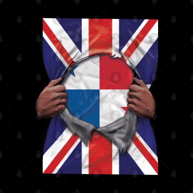 Panama Flag Great Britain Flag Ripped - Gift for Panamanian From Panama by Country Flags