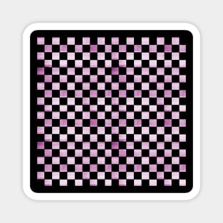 Black and Hot Pink Checkered Wood Pattern Magnet