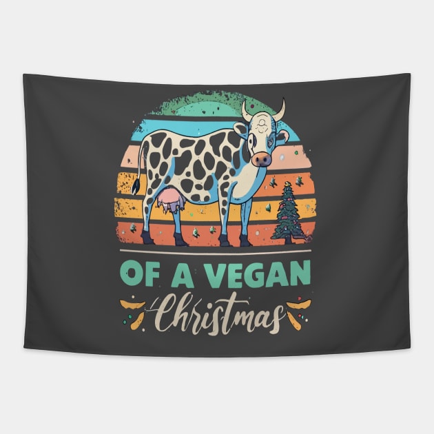 Cute Cow I'm Dreaming of a Vegan Christmas Funny Men Women Tapestry by rhazi mode plagget