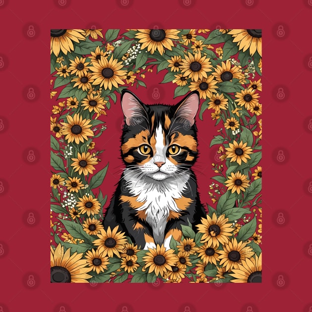 Maryland Calico Cat And Black Eyed Susan Flowers 1 by taiche