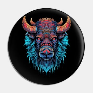 DMT Art Psychedelic Buffalo Pin