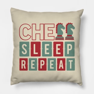 Vintage chess set player Chess Sleep Repeat T-shirt Pillow