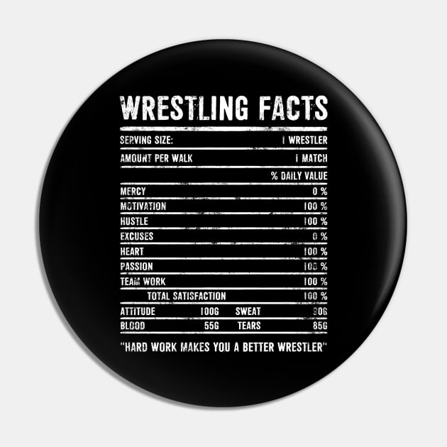 Wrestling Nutrition Facts For Wrestler Distressed Pin by GigibeanCreations