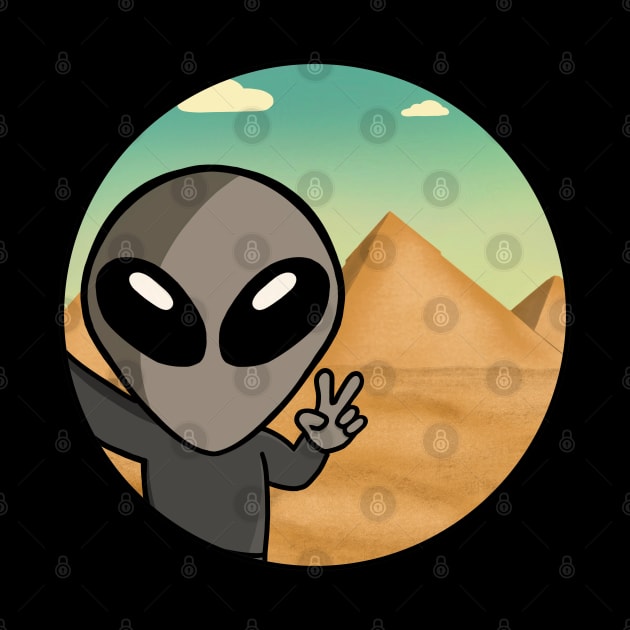 Gray Space Alien Pyramid Selfie - Version 2 by SpaceAlienTees