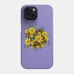 Earth Colour Flower and Leaf Pattern Phone Case