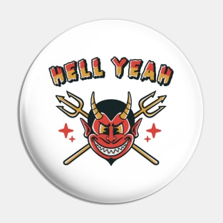 funny devil face cartoon with typography Pin