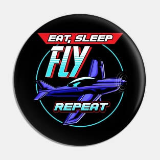 Eat Sleep Fly Repeat Airplane Pilot Aviation Pun Pin