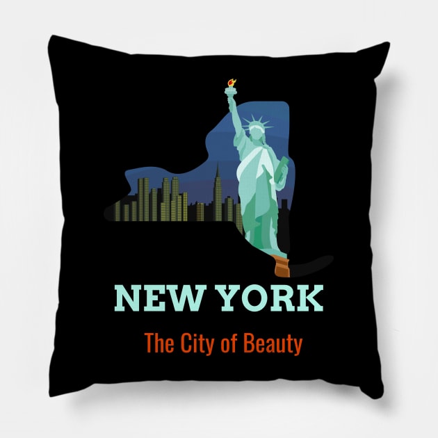 New York city of beauty Pillow by Azamerch