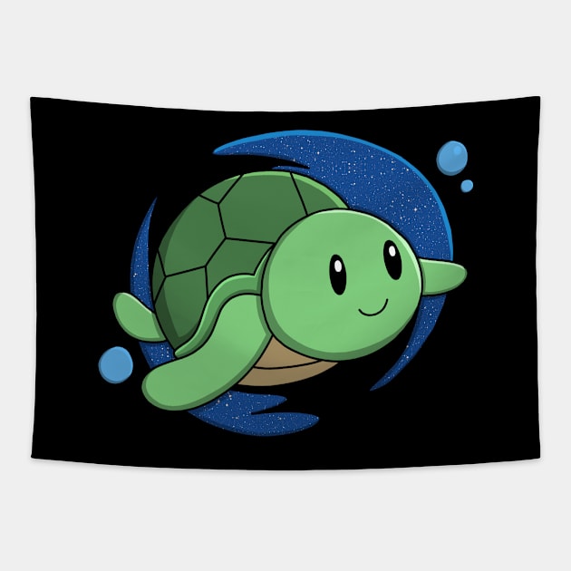 Swimming Sea Turtle Tapestry by pako-valor