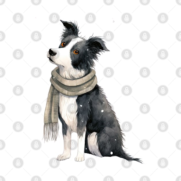 Border collie winter dog by piscoletters