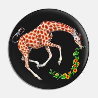 Giraffe with Flower Vine Pin