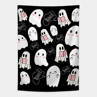 Cute Ghost Pattern for Reading Lover Tapestry