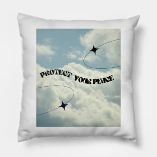 Protect Your Peace Blue Sky Art Print Pillow