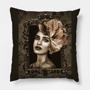 Sepia Ladies Fine Art Home Decor Wall Art Digital Prints Artwork Illustration Fine Pillow