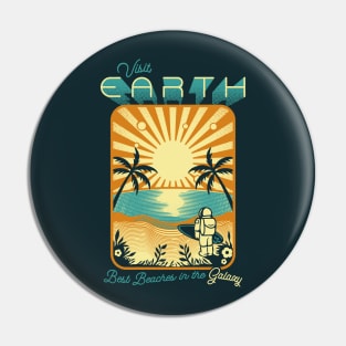 Astronaut Visit Earth Minimalist Surf Design by Tobe Fonseca Pin