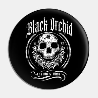 Black orchid mandala Pin
