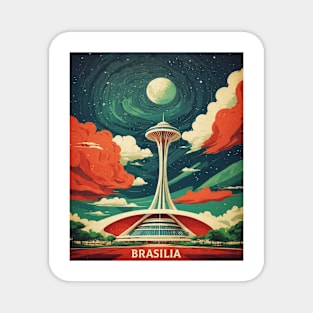 Brasilia Starry Night Brazil Vintage Tourism Travel Poster Magnet