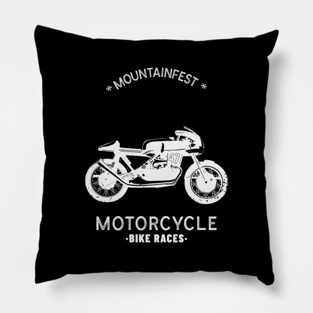 Mountainfest Motorcycle Bike Races Chopper Pillow by Evlar