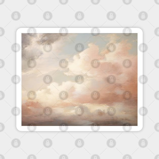 Pink Pastel Clouds Romantic Sunset Magnet by Trippycollage