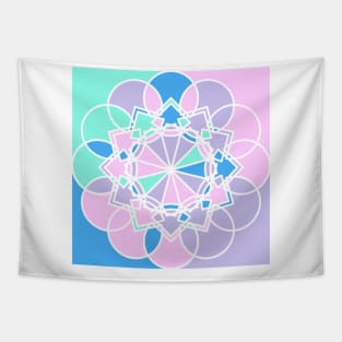 Random geometric repeated elements in square print with bright neon colors Tapestry