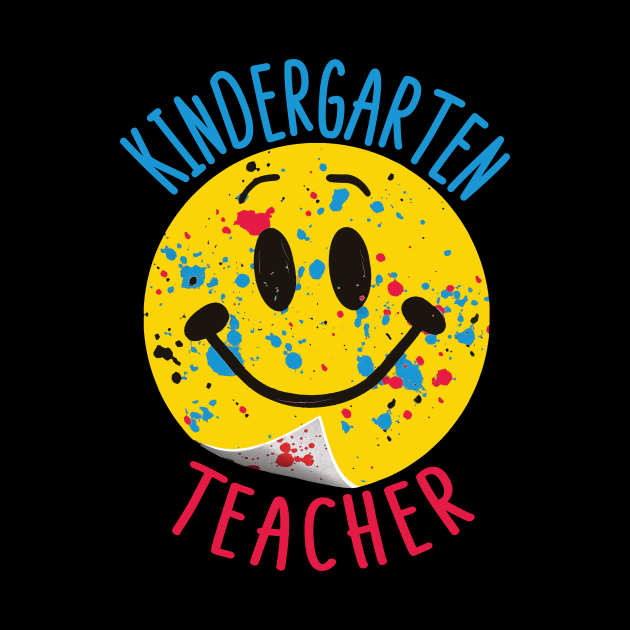 Kindergarten Teacher Paint Splattered Smiley Face Sticker by Rocky Ro Designs