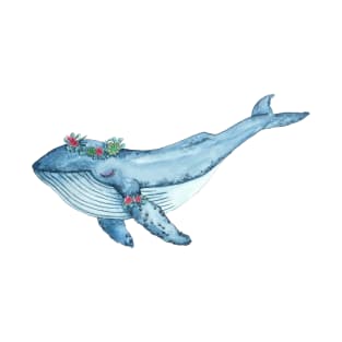 Floral Humpback Whale - Hippie whale T-Shirt