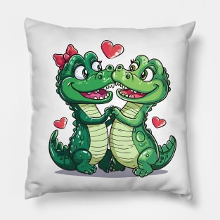 Valentine Cartoon Crocodile Couple Pillow
