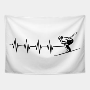 Skier Hearbeat Tapestry