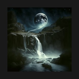 Fantasy world with moon waterfall T-Shirt