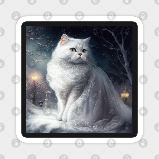 White British Shorthair Cat Divine Magnet by Enchanted Reverie