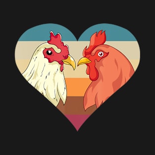Farmer Chicken Couple Retro Farm Animal Heart Chicken T-Shirt