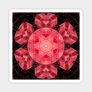 Mosaic Mandala Flower Pink and Black Magnet