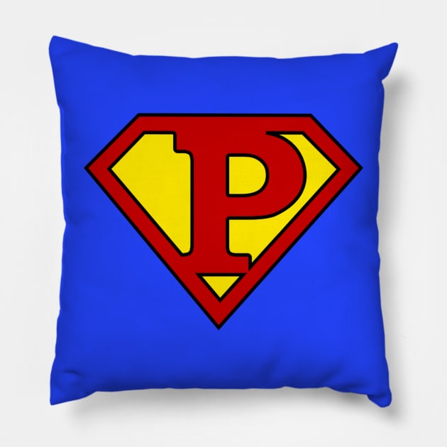 Superhero Symbol Letter P Pillow by NextLevelDesignz