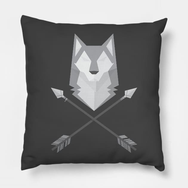 Geometric Wolf Pillow by natexopher