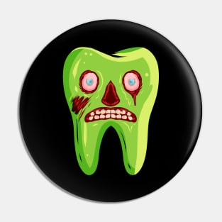 Zombie Tooth For Dentist On Halloween Pin