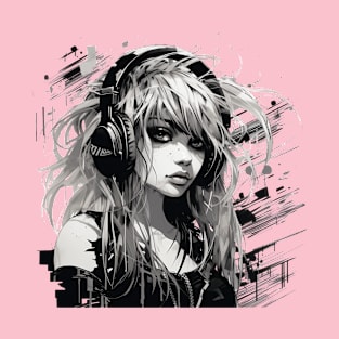 Rocking Girl with Headphones T-Shirt