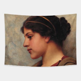 A Classical Beauty, Far-away Thoughts by John William Godward Tapestry