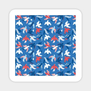 Birds Blue Red White Magnet