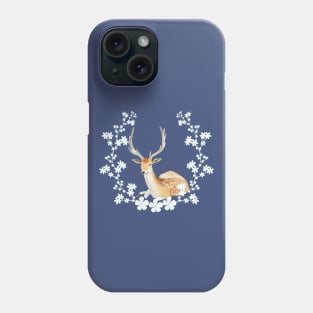 Deer Buck Design Watercolor Flower Wreath Phone Case