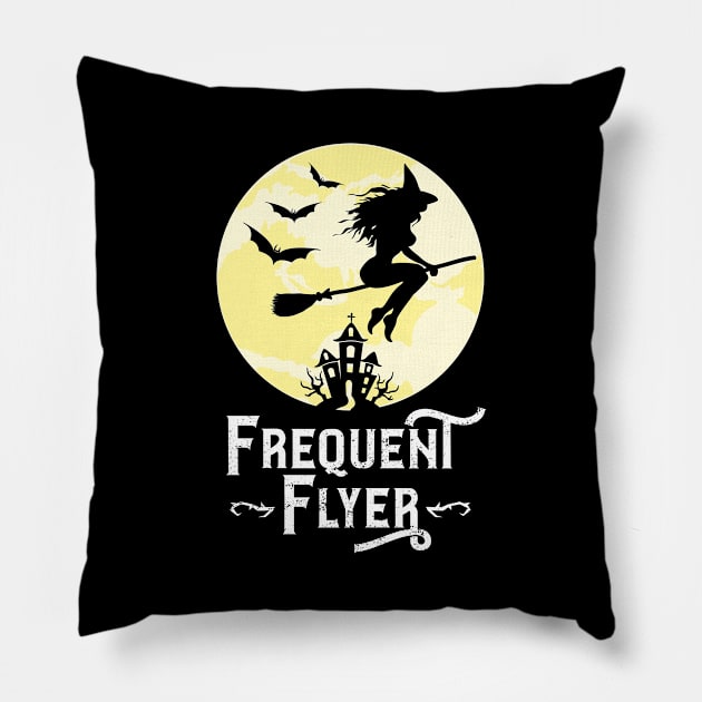 Frequent Flyer Funny Witch Halloween Teacher Pillow by trendingoriginals