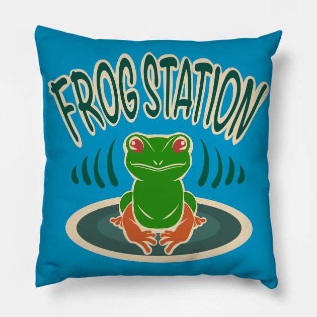 Frog station Pillow by BATKEI