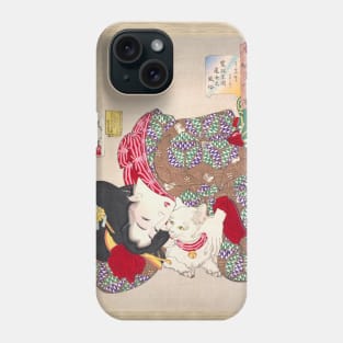 Lady cuddling her cat Phone Case