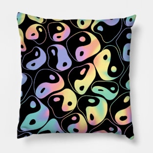 Ying Yang Rainbow Trippy Abstract Pillow